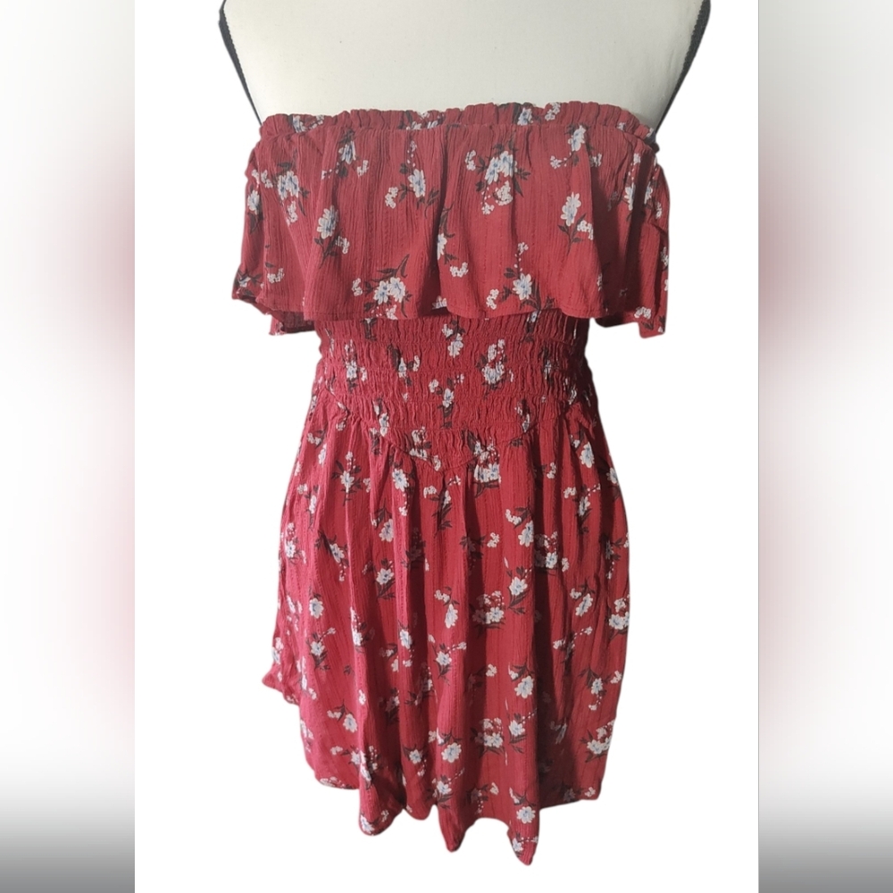 American Eagle Outfitters Red Floral Backless Dress